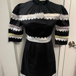 Cynthia Rowley Black Dress with Colorful cut out trim; size 2; NWT